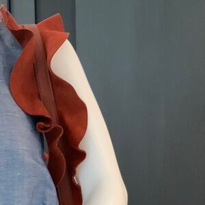 Blue and Rust Ruffle Top